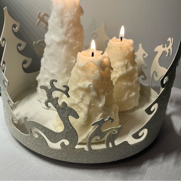 PartyLite Christmas Candle Holder with White Sparkles Accents. Box incl. - Picture 1 of 6